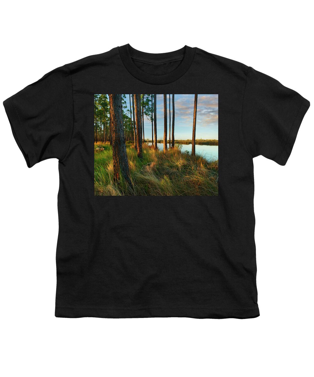 00546368 Youth T-Shirt featuring the photograph Longleaf Pines, Sopchoppy River, Ochlockonee River State Park, Florida by Tim Fitzharris
