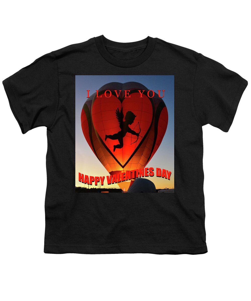 Hot Air Balloons Youth T-Shirt featuring the mixed media Love is in the air Valentines Day by David Lee Thompson