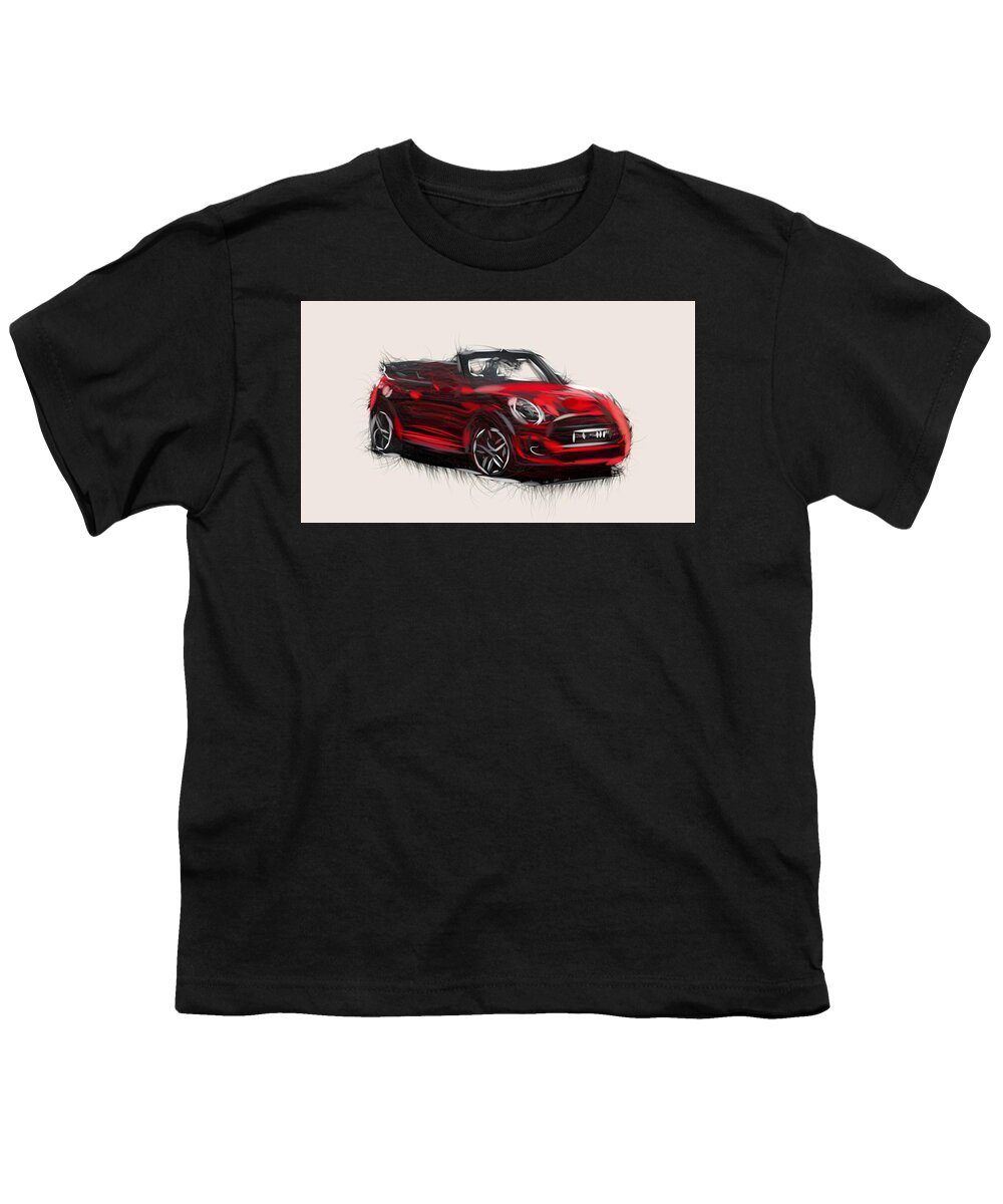 Mini Youth T-Shirt featuring the digital art Mini Cabrio Draw by CarsToon Concept