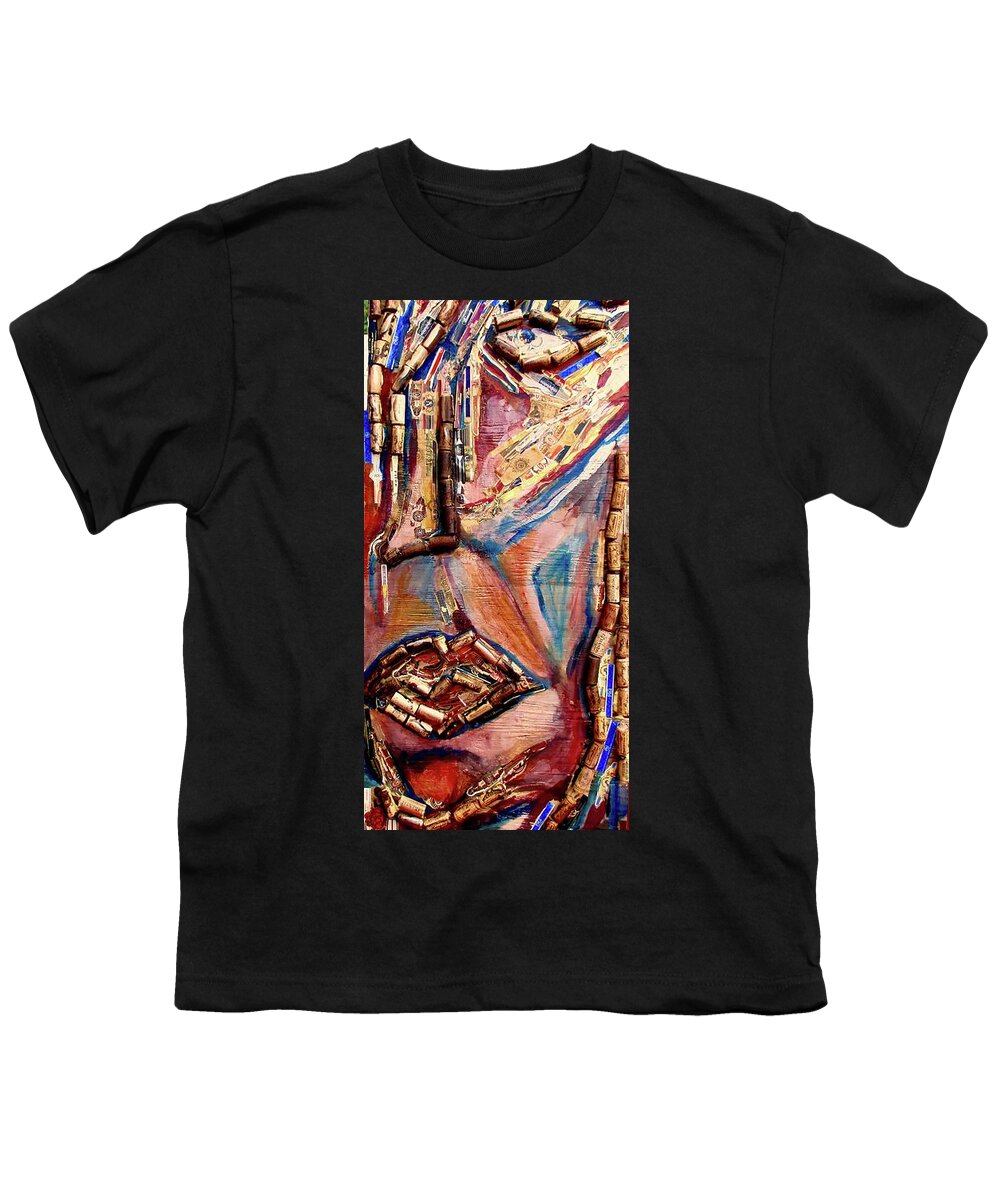 Wine Youth T-Shirt featuring the relief Mixed Emotion by Dawn Caravetta Fisher