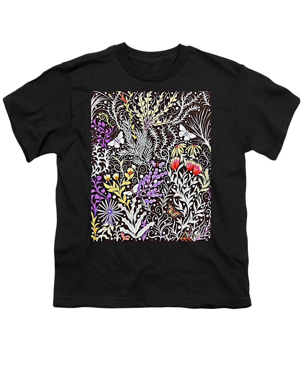 Lise Winne Youth T-Shirt featuring the tapestry - textile Modern Tapestry Design In Black, White, Purple And Yellow by Lise Winne