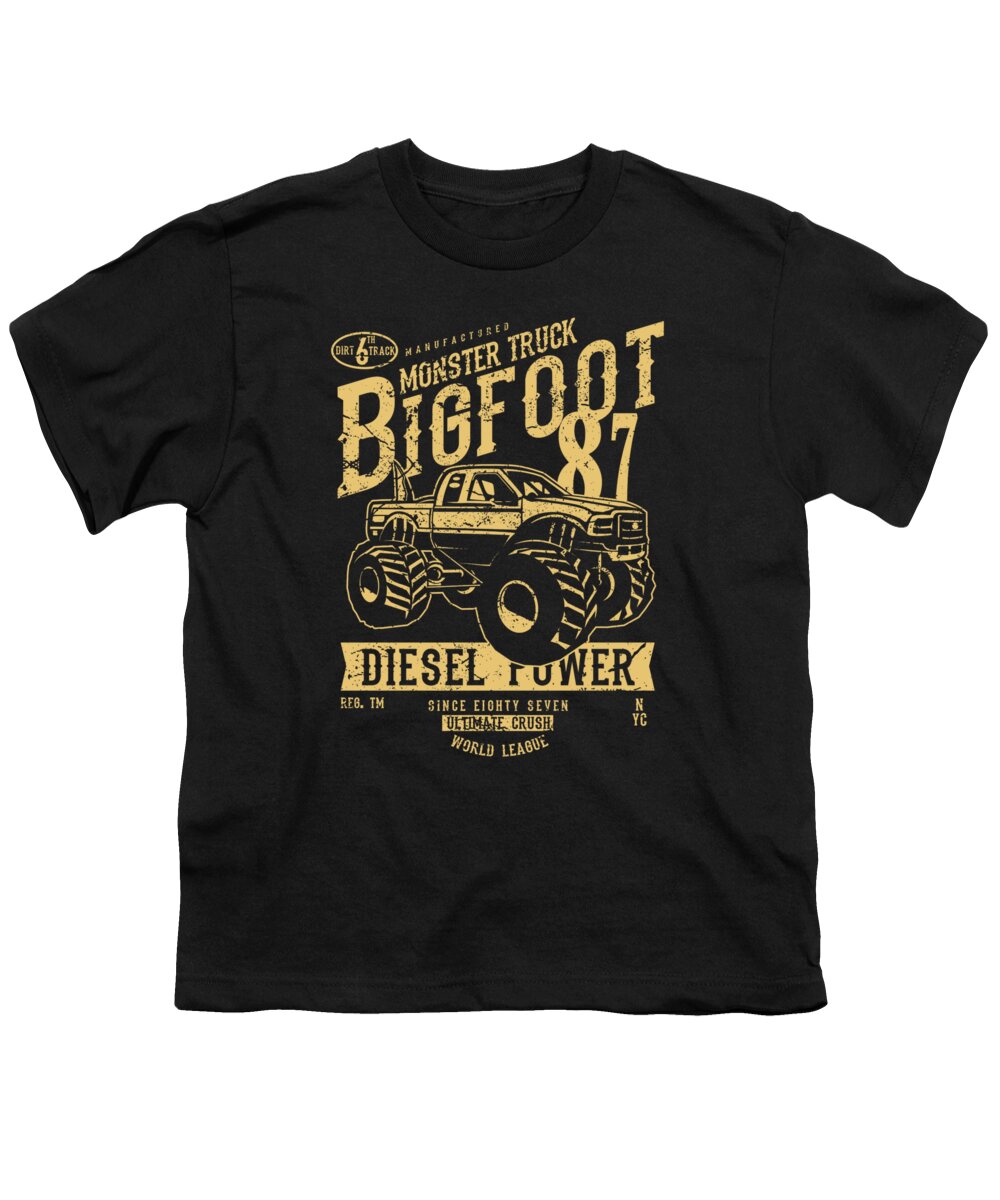 Bigfoot Youth T-Shirt featuring the digital art Monster truck by Long Shot