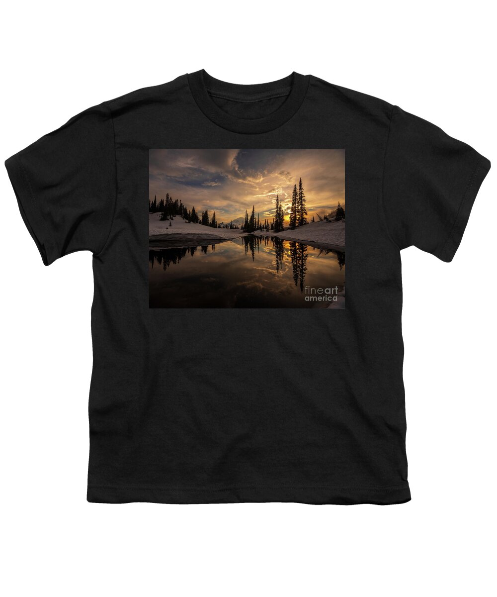 Mount Rainier National Park Youth T-Shirt featuring the photograph Mount Rainier Dusk Skies Contemplation by Mike Reid