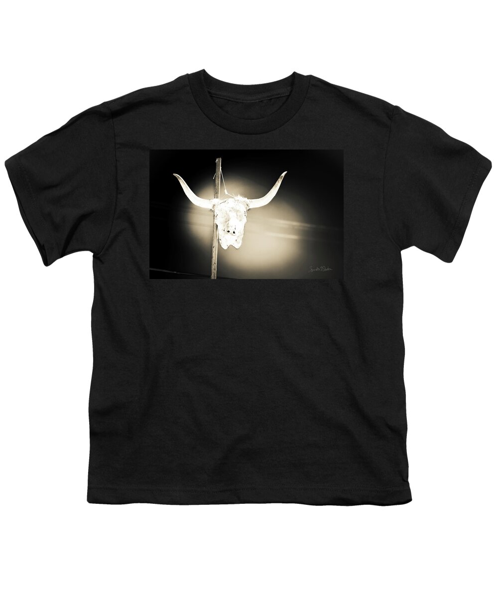 Cow Skull Photo Youth T-Shirt featuring the photograph No Parking by Sandra Dalton