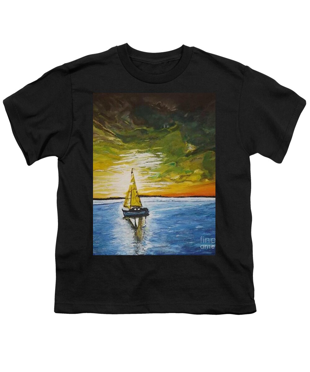 Acrylic Painting Youth T-Shirt featuring the painting Ocean Voyage by Denise Morgan