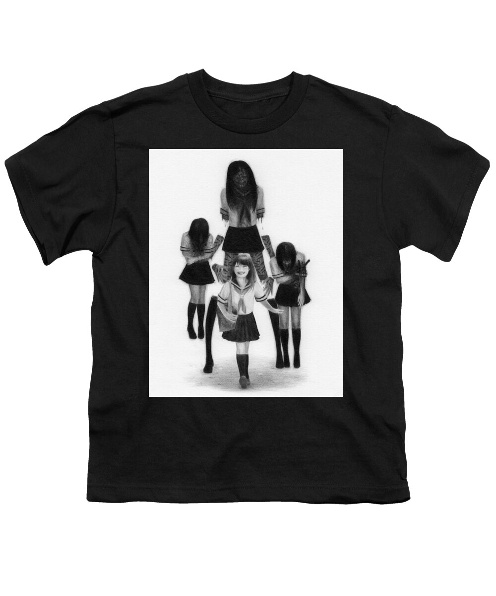 Horror Youth T-Shirt featuring the drawing Our Last School Days - Artwork by Ryan Nieves