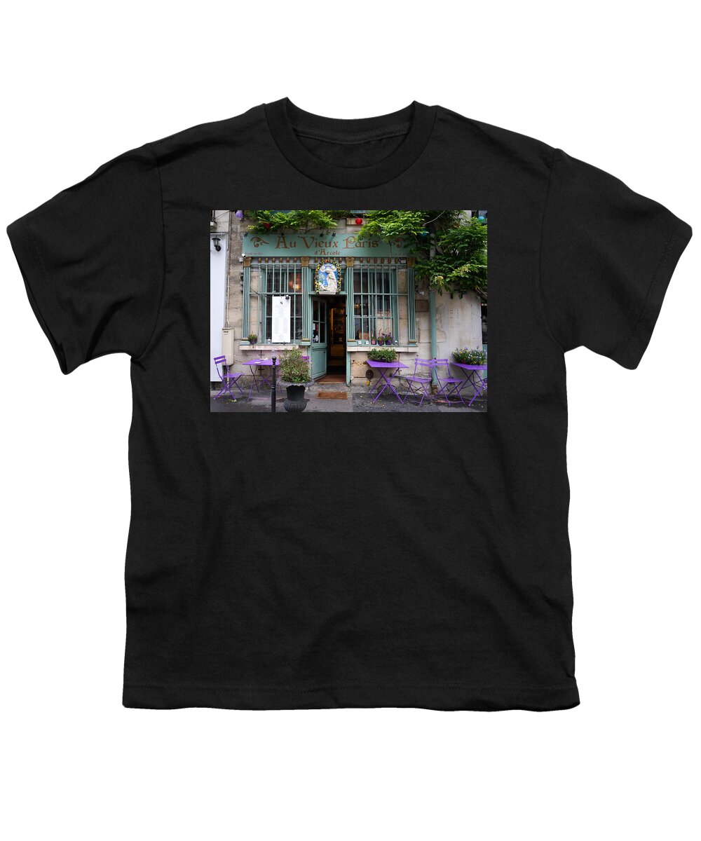 Quaint Paris Cafe Youth T-Shirt featuring the photograph Quaint Paris Cafe by Andrew Fare