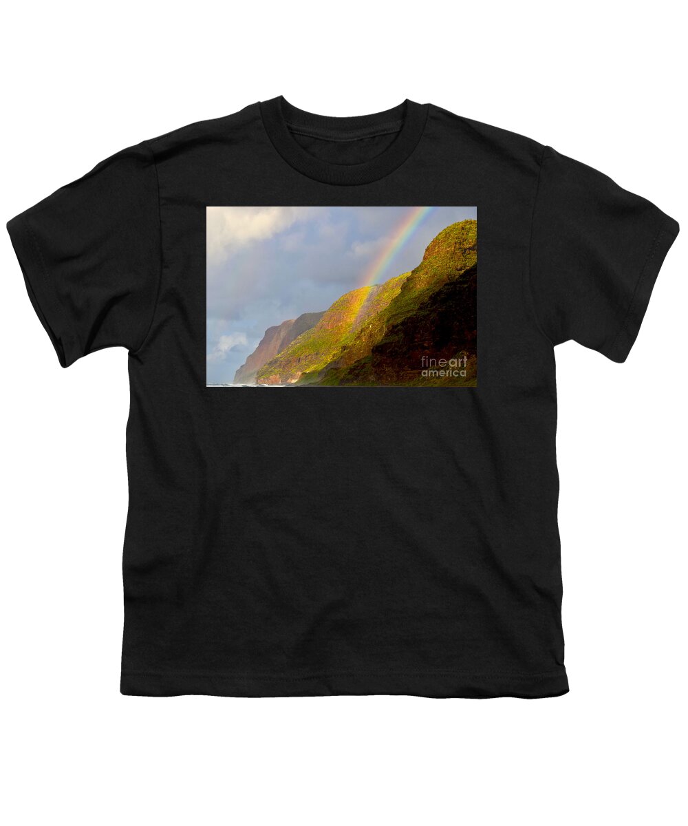 Rainbow Youth T-Shirt featuring the photograph Rainbow's End at Polihale Beach by Debra Banks