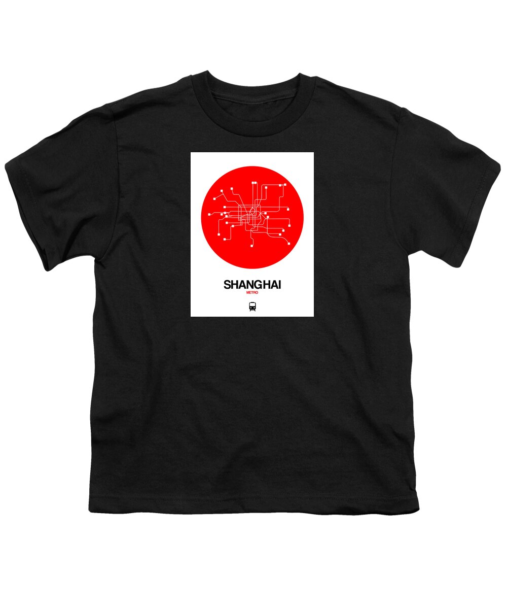 Vacation Youth T-Shirt featuring the digital art Shanghai Red Subway Map by Naxart Studio