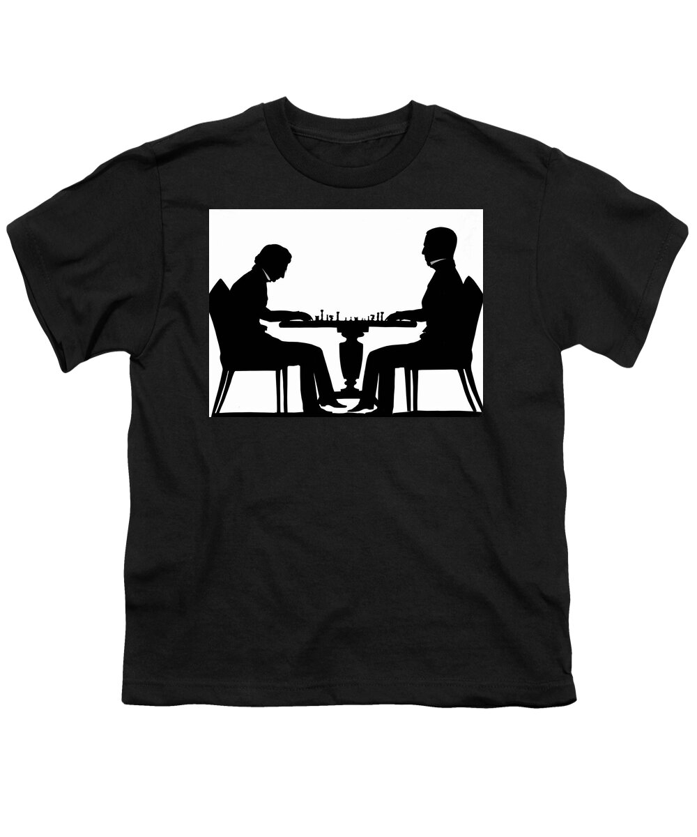 Silhouette Youth T-Shirt featuring the mixed media Silhouette of Chess Players, around 1845 by Auguste Edouart