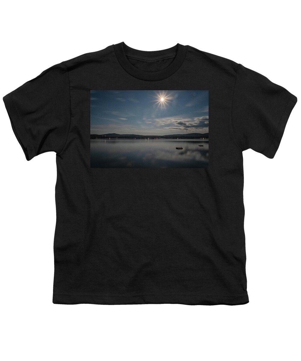 Spofford Lake New Hampshire Youth T-Shirt featuring the photograph Spofford Moon Burst by Tom Singleton