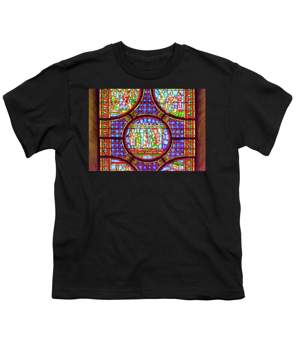 Troyes Youth T-Shirt featuring the photograph Stained Glass of Troyes, France by Marcy Wielfaert