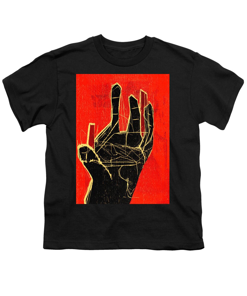 Hand Youth T-Shirt featuring the relief Table Hand by Edgeworth Johnstone