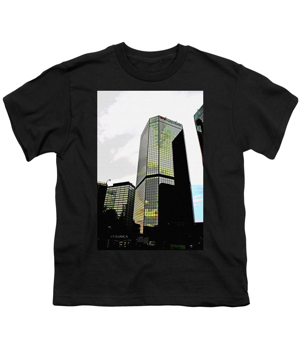 Tall Building Lots Of Windows Youth T-Shirt featuring the digital art Tall Building Lots Of Windows by Tom Janca