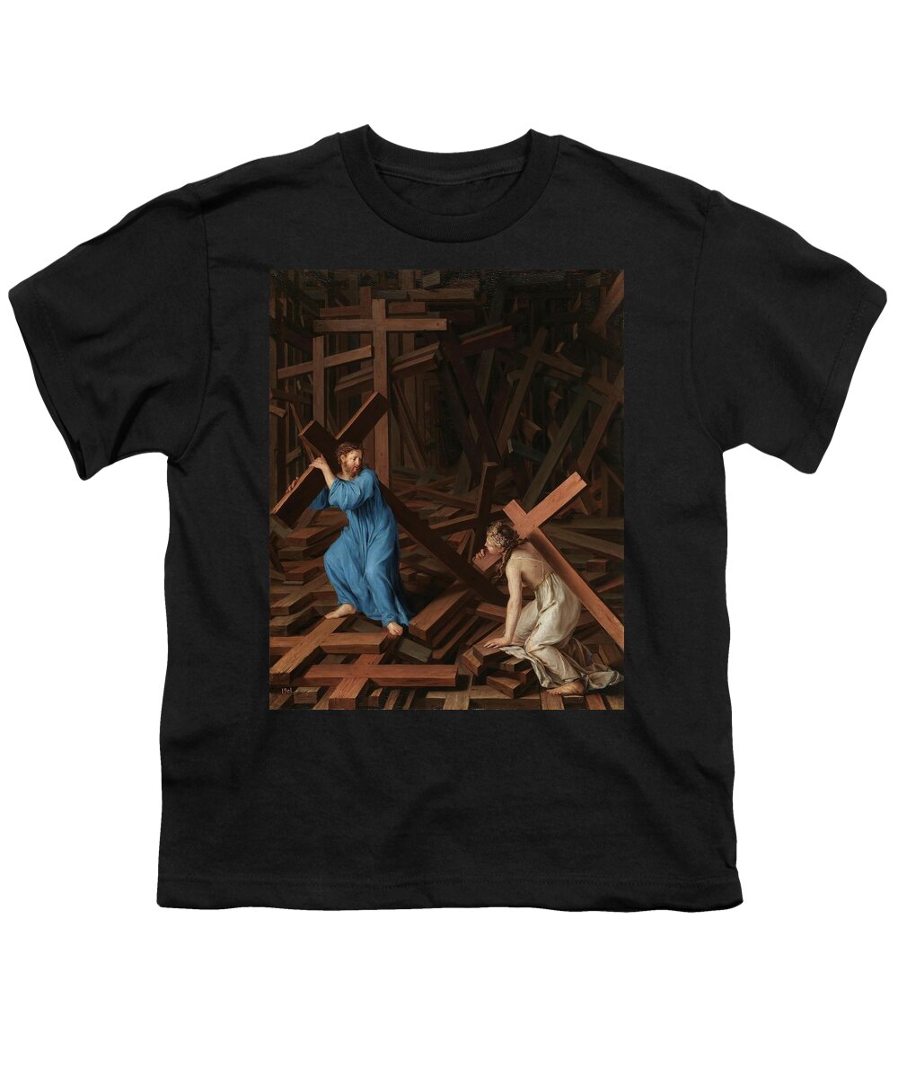 Anonymous Youth T-Shirt featuring the painting 'The Christian Soul accepts the Cross'. Ca. 1630. Oil on canvas. by Anonymous