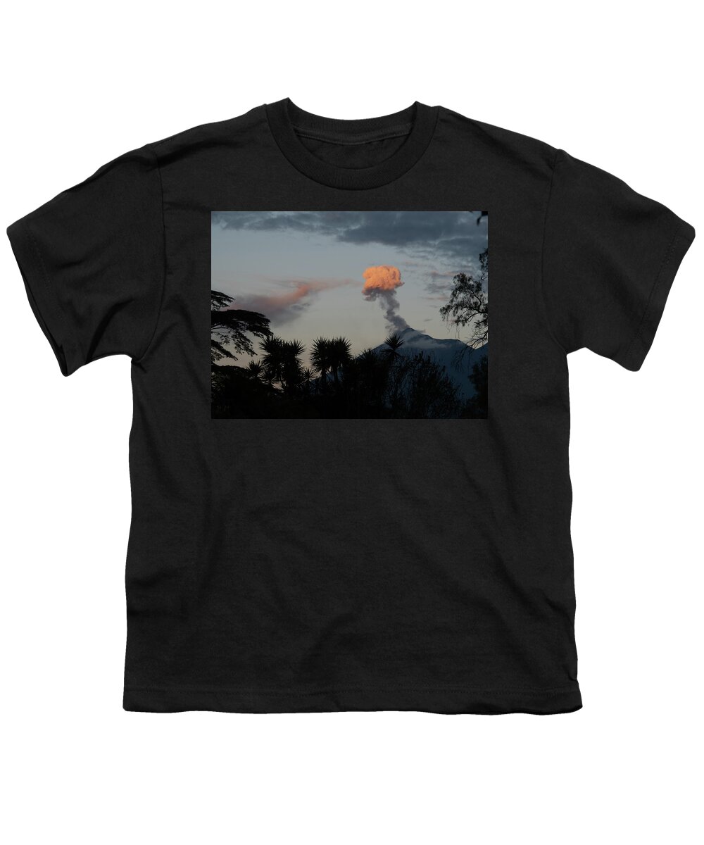Volcano Youth T-Shirt featuring the photograph The ever active Volcano de Fuego by Leslie Struxness