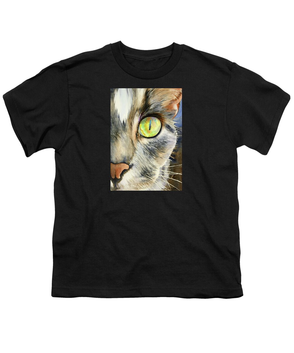 Cat Youth T-Shirt featuring the painting The Eye of the Kitty by Brenda Beck Fisher