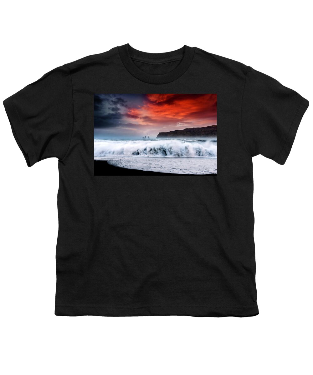 Sunset Youth T-Shirt featuring the photograph Vik at Sunset by Philippe Sainte-Laudy