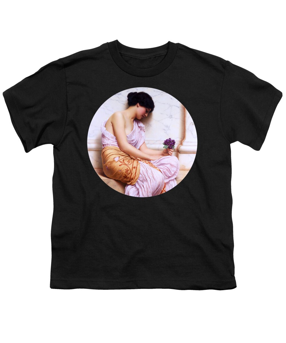 Young Girl Youth T-Shirt featuring the painting Violets, Sweet Violets by John William Godward by Rolando Burbon