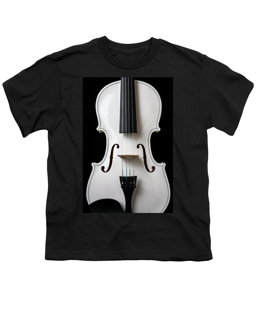 Violin Youth T-Shirt featuring the photograph White Violin by Garry Gay