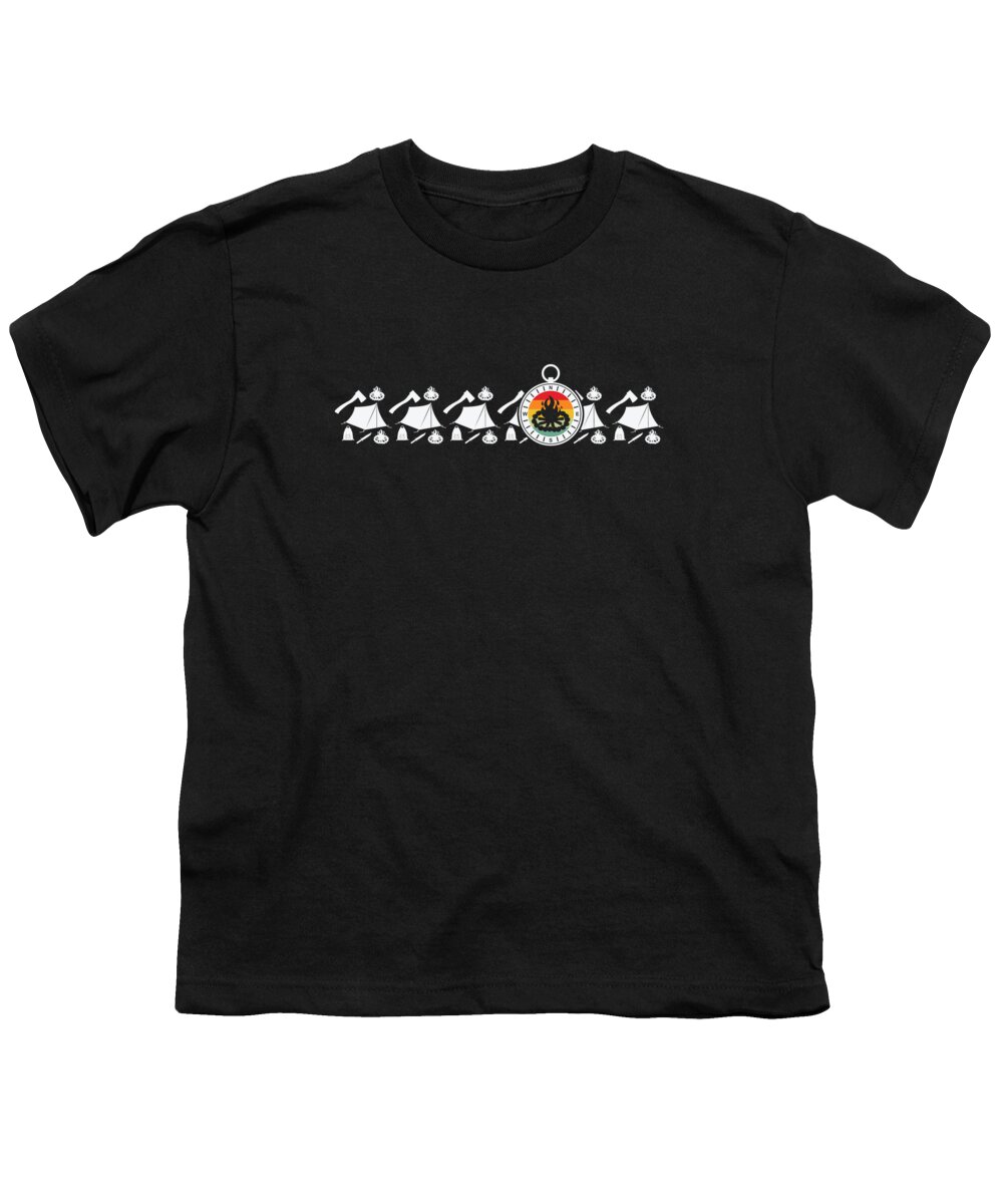 Camping Youth T-Shirt featuring the digital art Camping Mountain Hiker Hiking Outdoor Adventure #1 by Toms Tee Store
