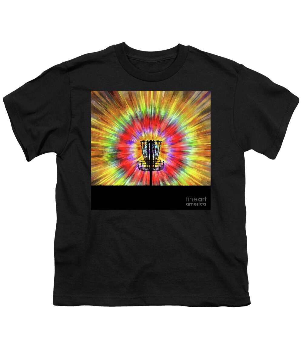 Disc Golf Youth T-Shirt featuring the digital art Disc Golf Tie Dye #1 by Phil Perkins