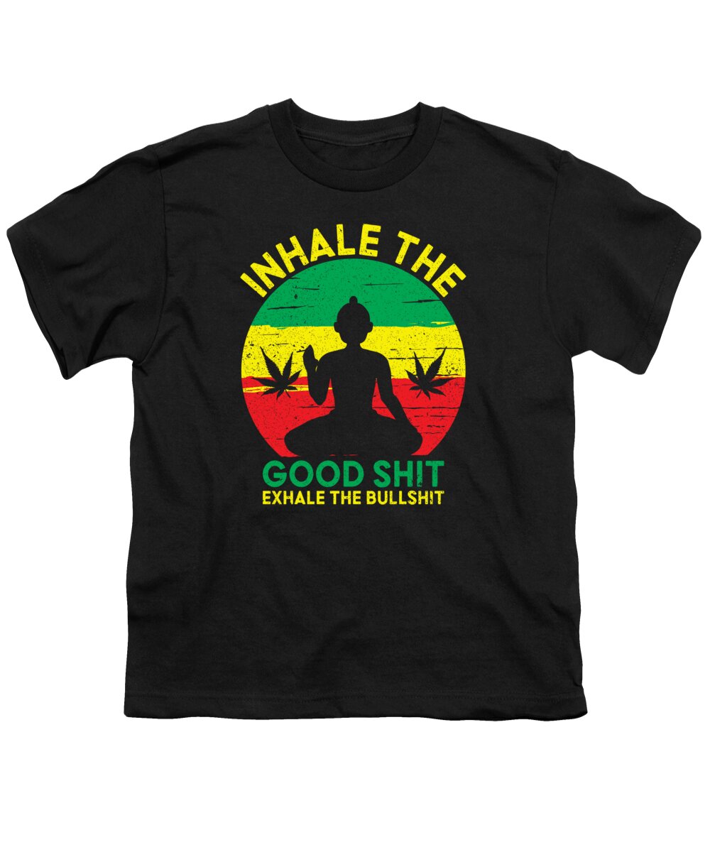Yoga Youth T-Shirt featuring the digital art Inhale The Good Shit Exhale Bullshit Yoga Namaste #1 by Toms Tee Store