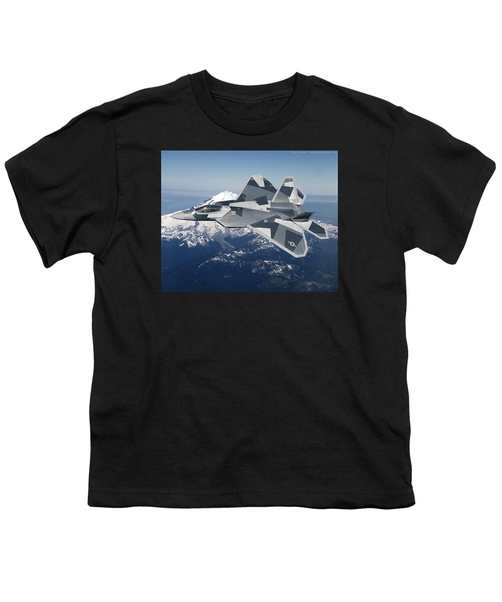 Raptor Youth T-Shirt featuring the digital art Splinter Raptor by Custom Aviation Art