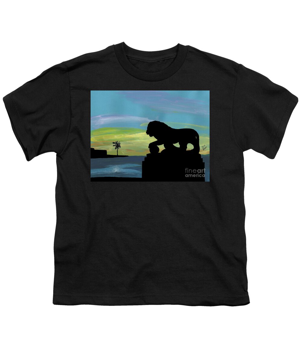 Lion Youth T-Shirt featuring the painting Sunrise At The Bridge Of Lions #1 by D Hackett