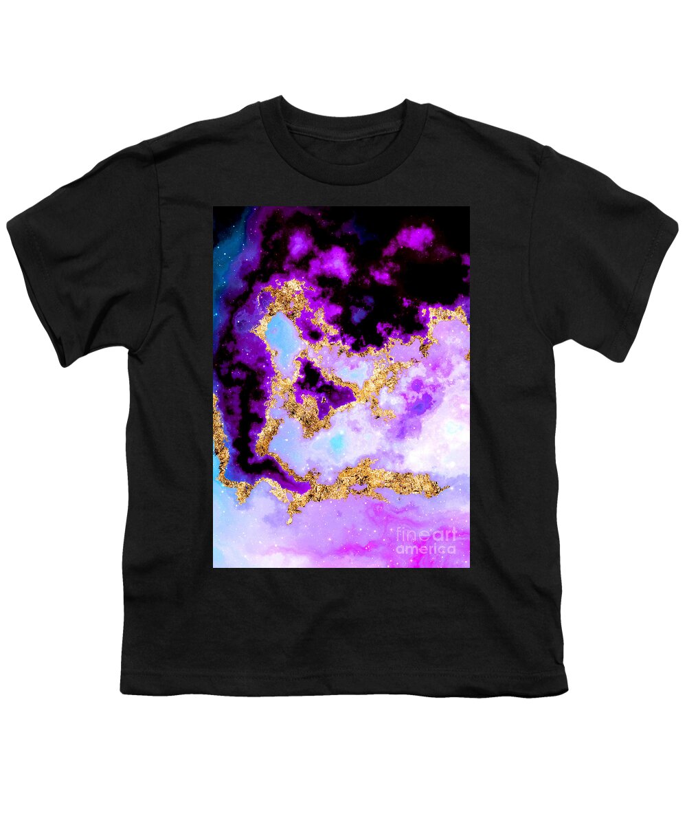 Holyrockarts Youth T-Shirt featuring the mixed media 100 Starry Nebulas in Space Abstract Digital Painting 029 by Holy Rock Design