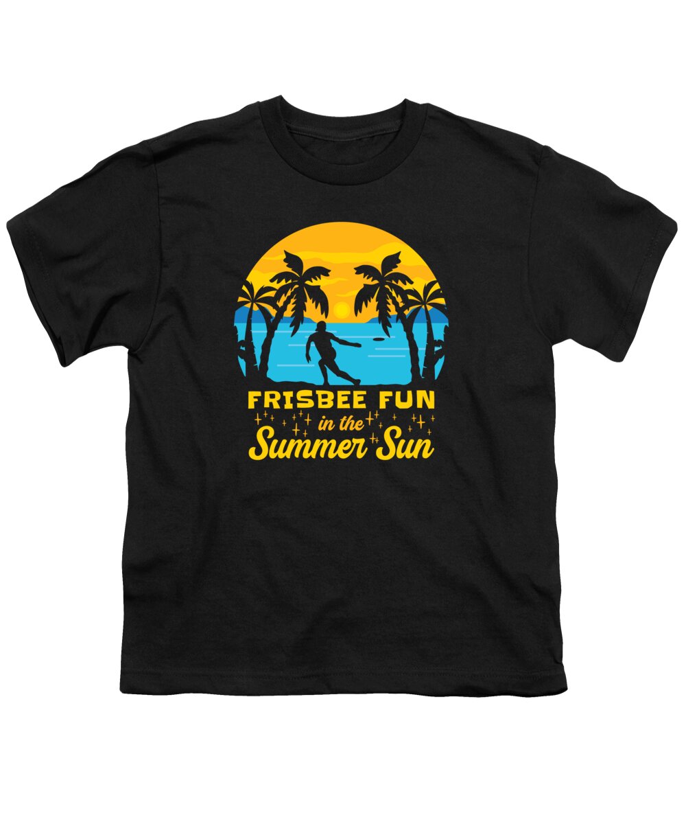 Frisbee Youth T-Shirt featuring the digital art Frisbee Tropical Summer Vacation Flying Disc Sport #12 by Toms Tee Store