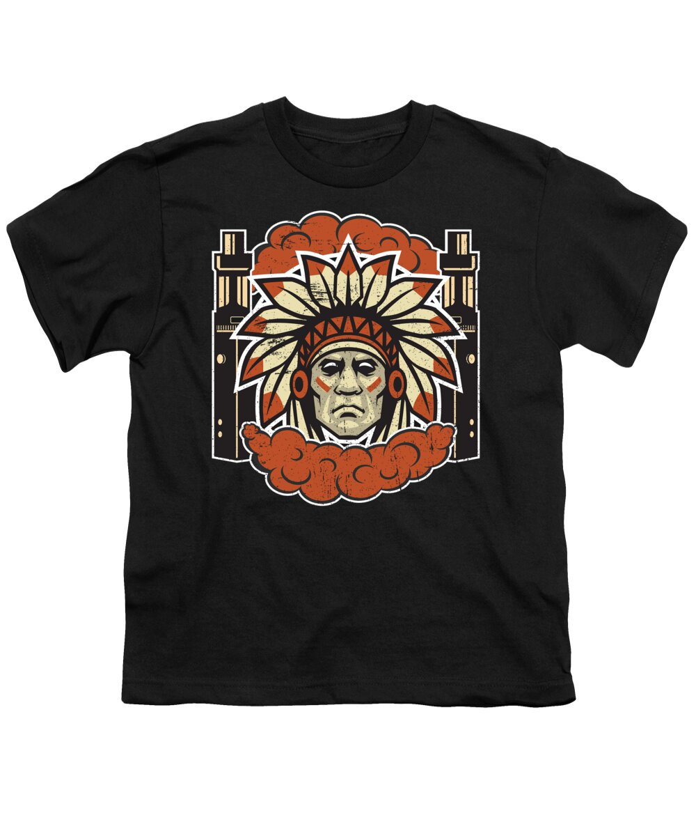 Vape Youth T-Shirt featuring the digital art Cloud Chaser Vaping Native American #2 by Mister Tee