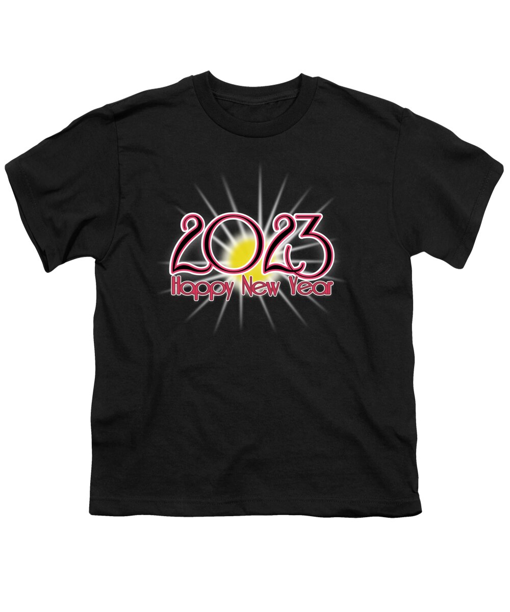 2023 Youth T-Shirt featuring the digital art 2023 Happy New Year by Delynn Addams