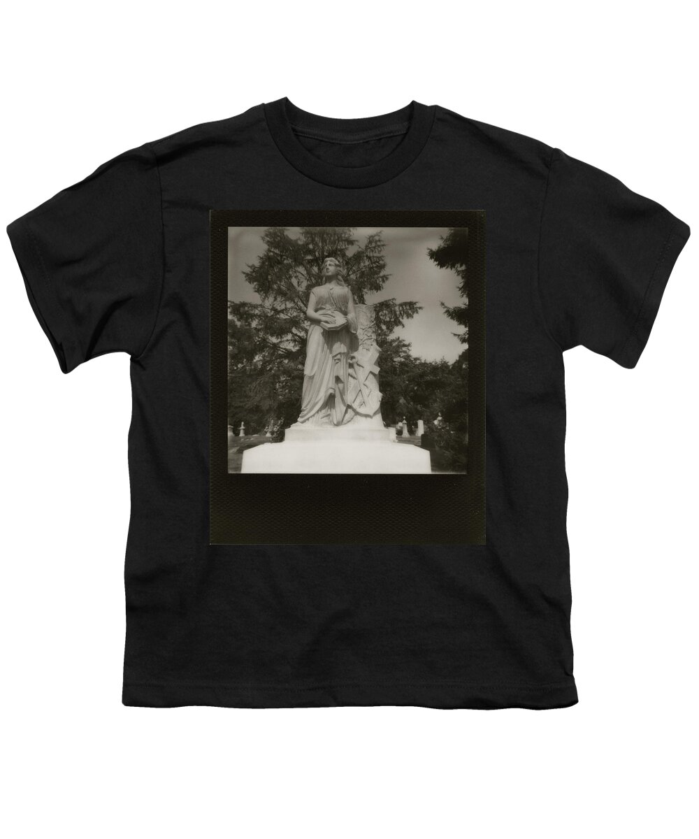 Spring Grove Cemetery Youth T-Shirt featuring the photograph Black and White Polaroid 600 Spring Grove Cemetery Cincinnati Ohio #3 by Dave Morgan