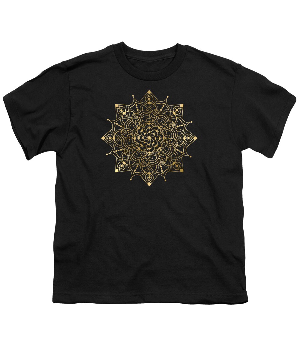 Mandala Youth T-Shirt featuring the digital art Golden Mandala #3 by Sambel Pedes