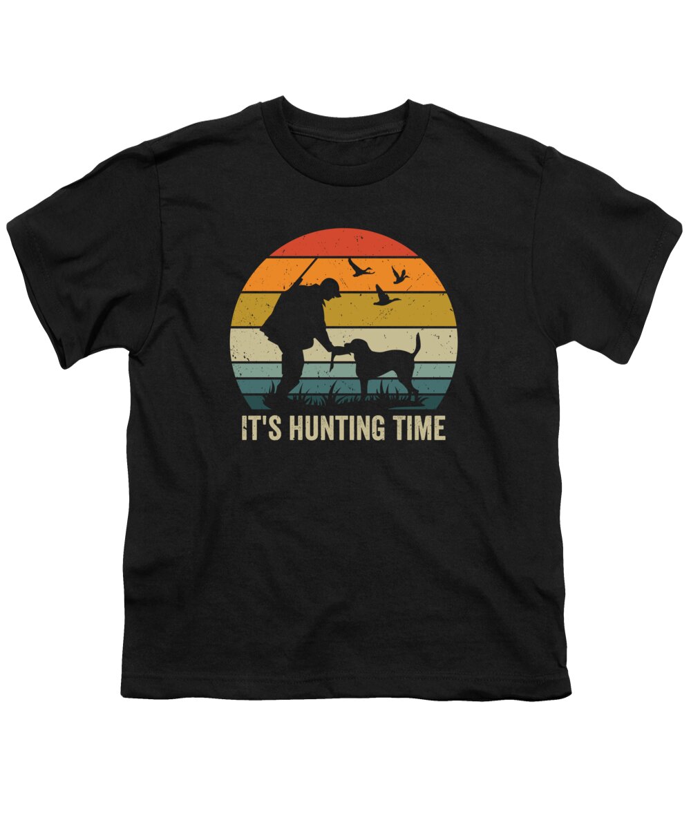 Hunting Time Youth T-Shirt featuring the digital art Hunting Time Retro Nature Shooting Wild Animal Hunt #3 by Toms Tee Store