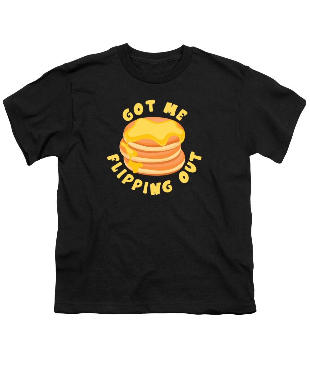 Pancake Youth T-Shirt featuring the digital art Pancake Maker Breakfast Pancake Day Pancakes Flipping #3 by Toms Tee Store