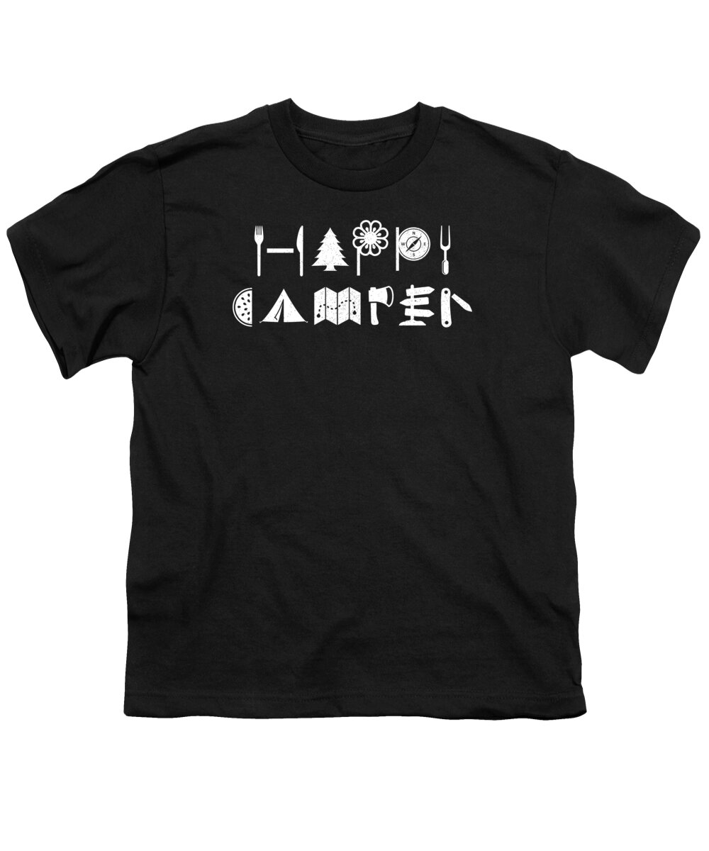 Hiking Youth T-Shirt featuring the digital art Happy Camper #5 by Mister Tee
