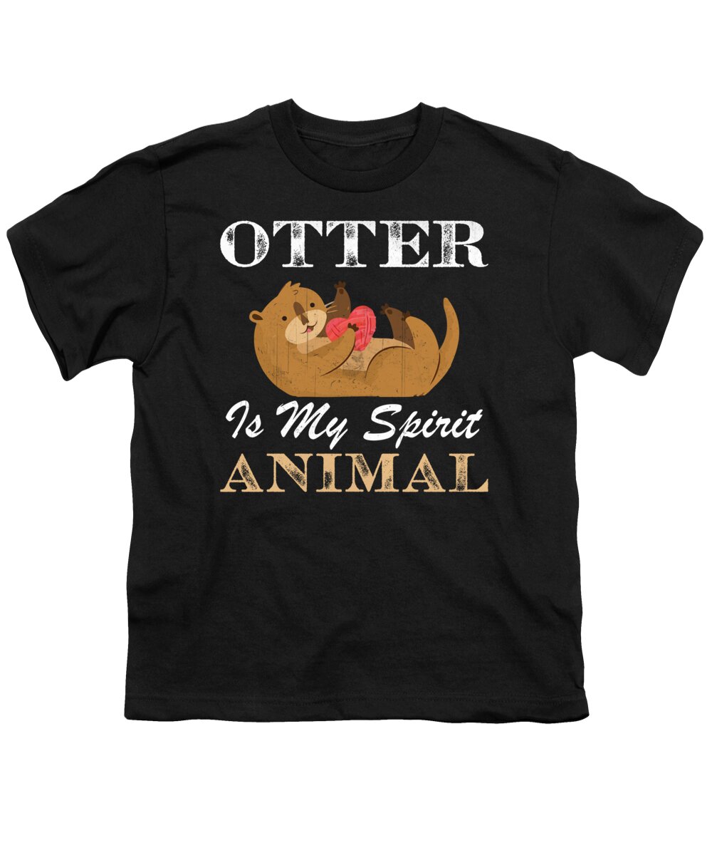 Otter Youth T-Shirt featuring the digital art Otter Zoo Animal Lover #5 by RaphaelArtDesign