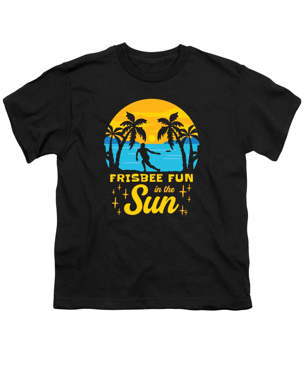 Frisbee Youth T-Shirt featuring the digital art Frisbee Tropical Summer Vacation Flying Disc Sport #6 by Toms Tee Store