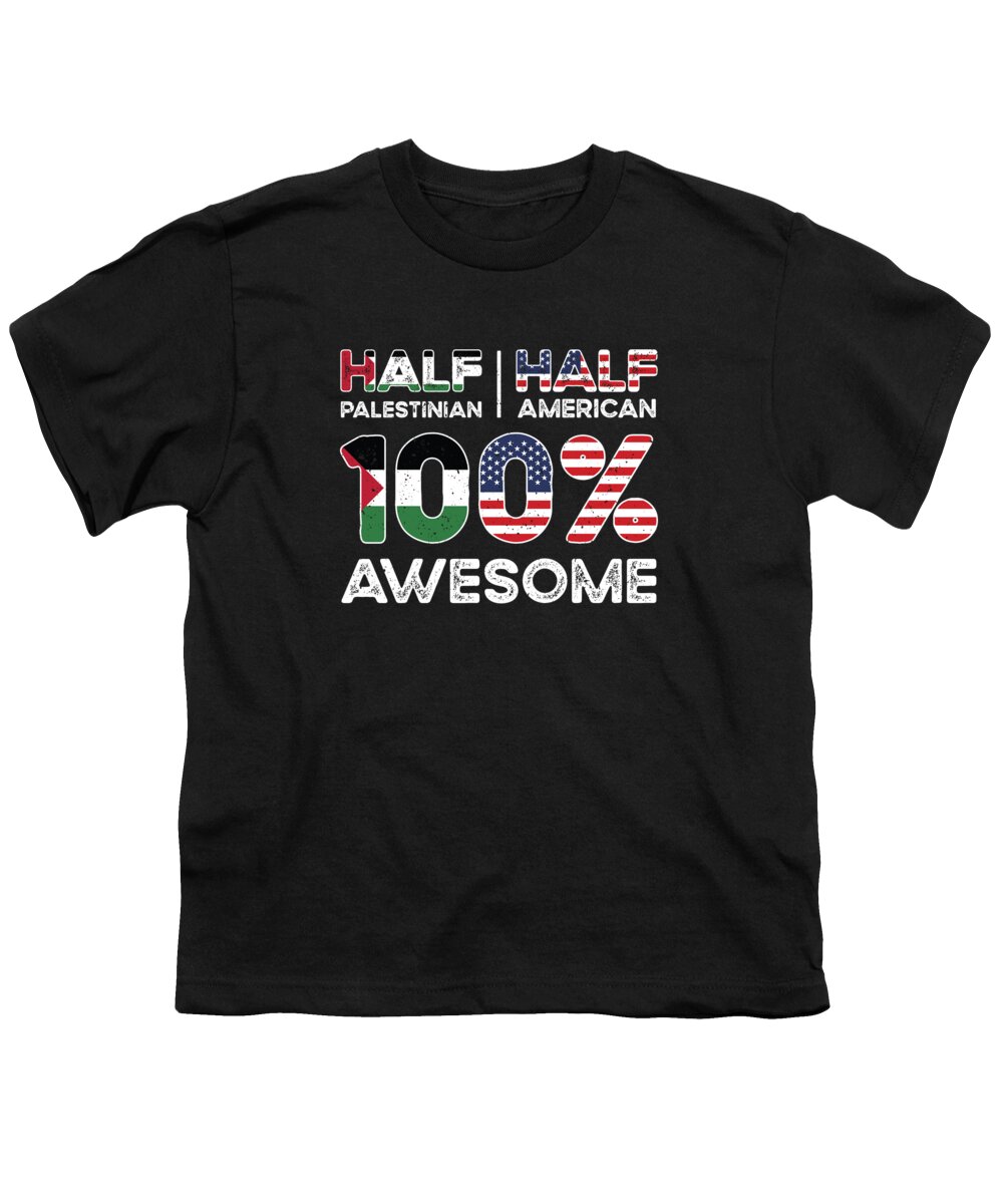 Palestinian Youth T-Shirt featuring the digital art Palestinian American Patriot USA Grown Palestine US Flag #6 by Toms Tee Store