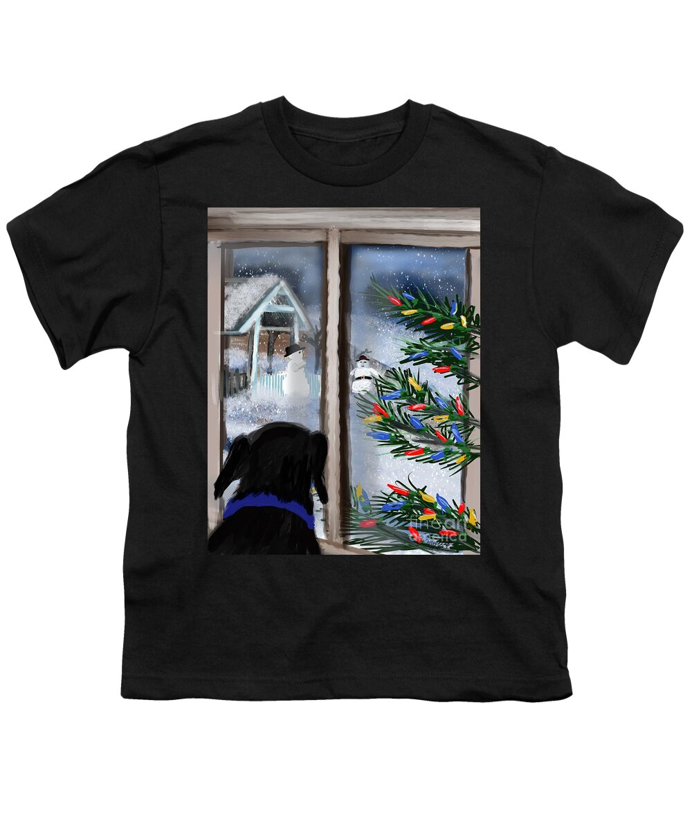 Dogs Youth T-Shirt featuring the digital art A Dogs Christmas Wonderland by Doug Gist