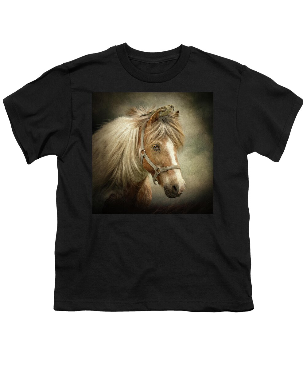 Icelandic Horse Youth T-Shirt featuring the digital art A Place to Hide by Maggy Pease