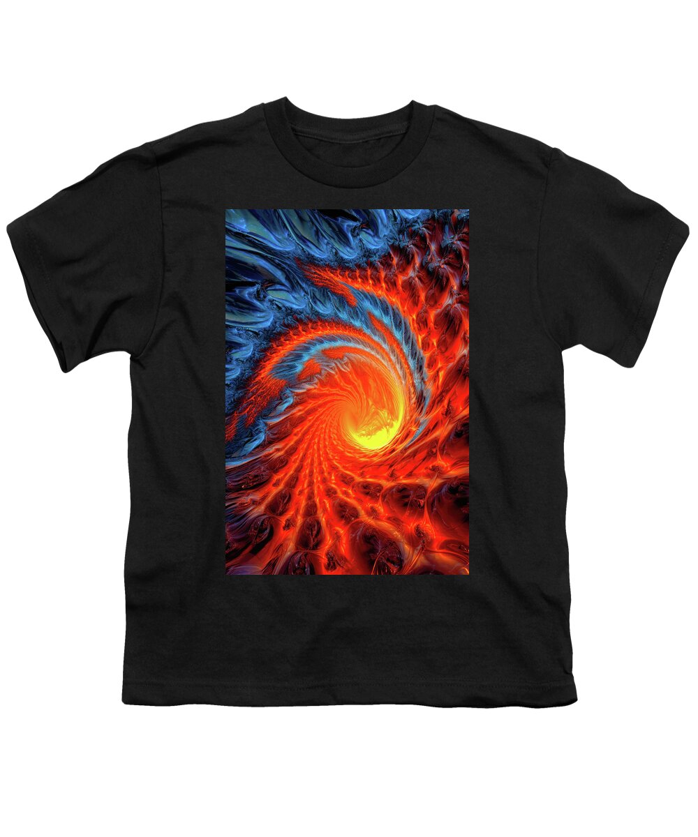 Spiral Youth T-Shirt featuring the digital art Abstract Fractal Lava Spiral 13 by Matthias Hauser