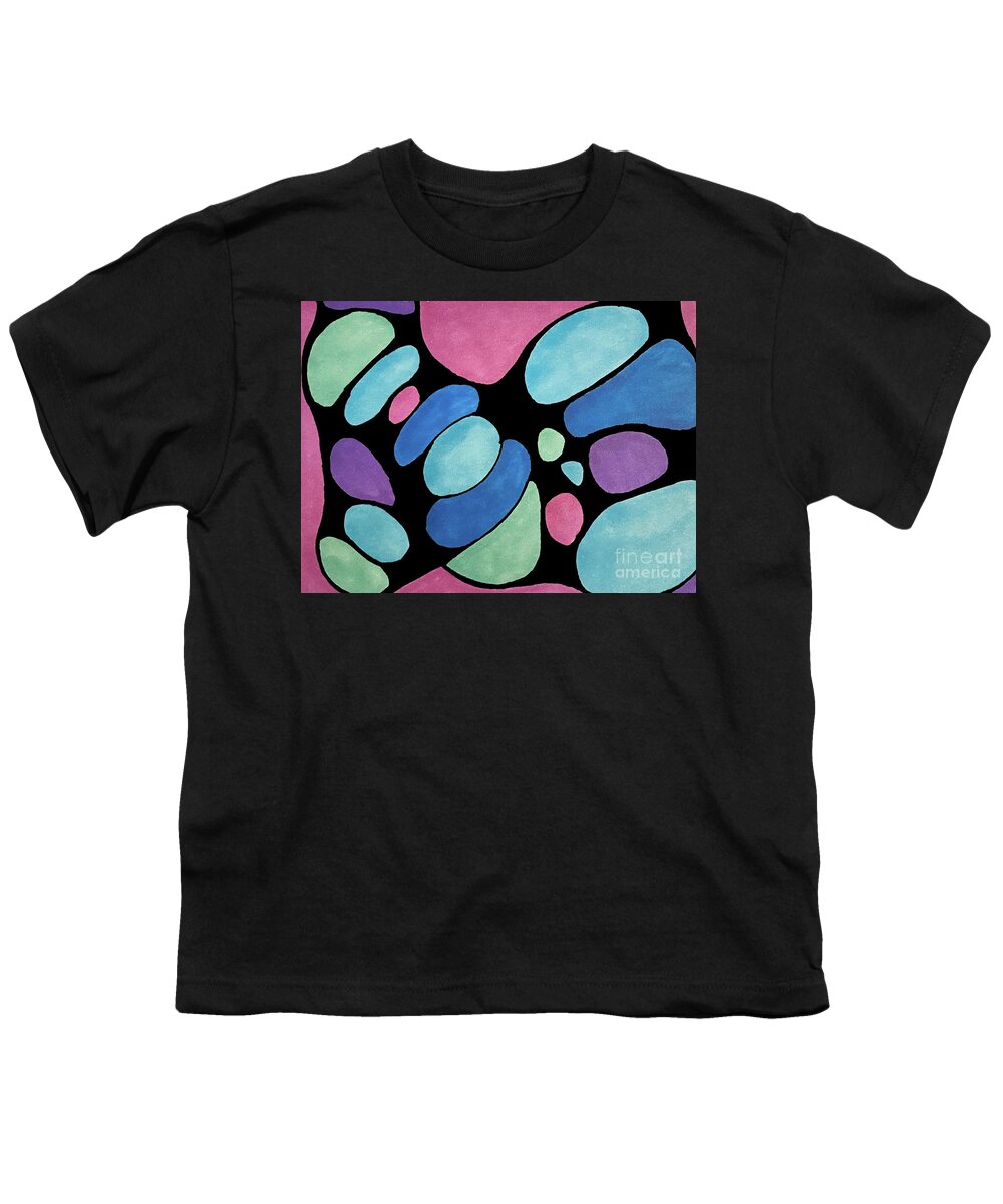 Abstract Youth T-Shirt featuring the digital art Abstract Pebbles by Lisa Neuman