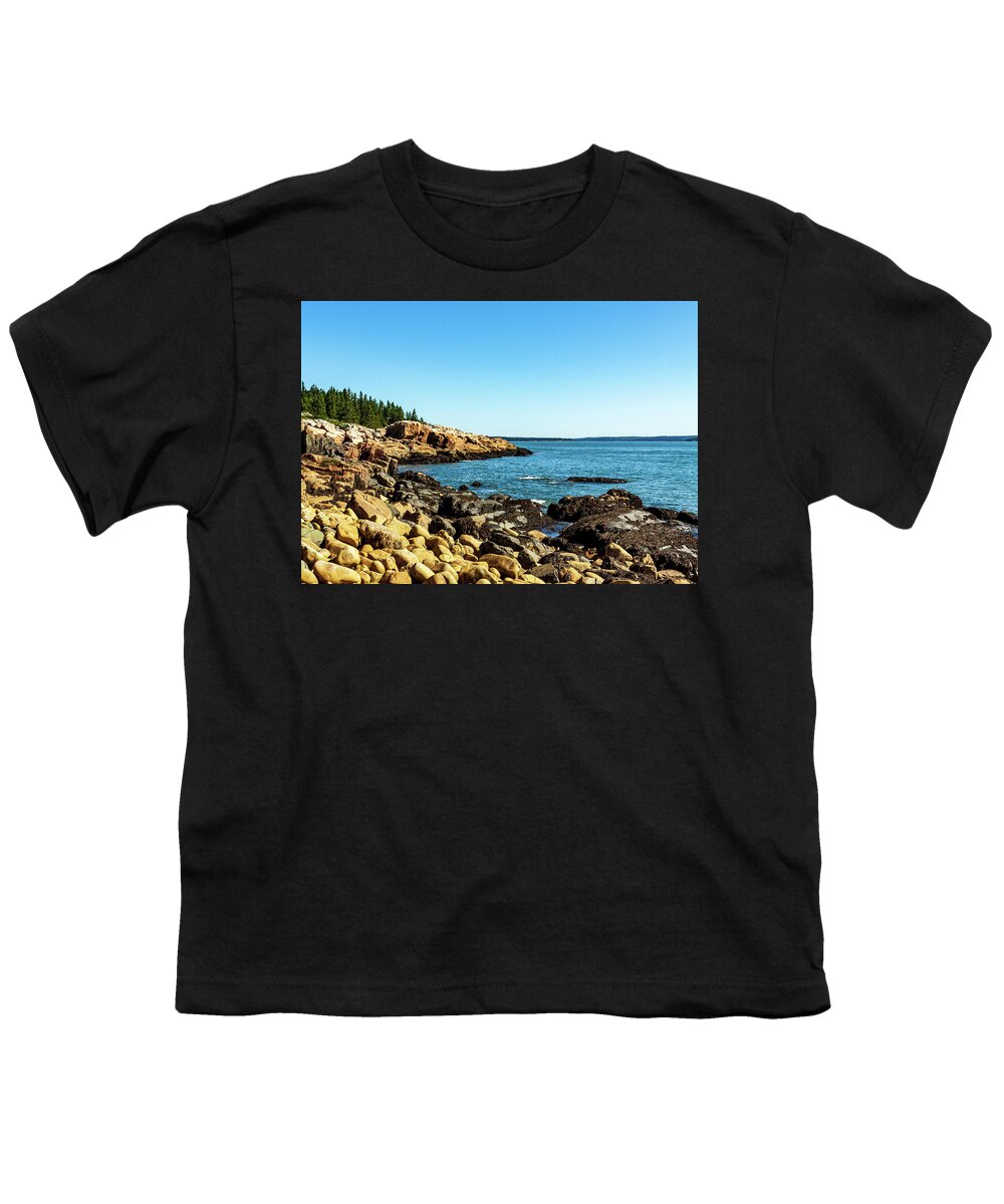 Acadia Youth T-Shirt featuring the photograph Acadia National Park Coast by Amelia Pearn