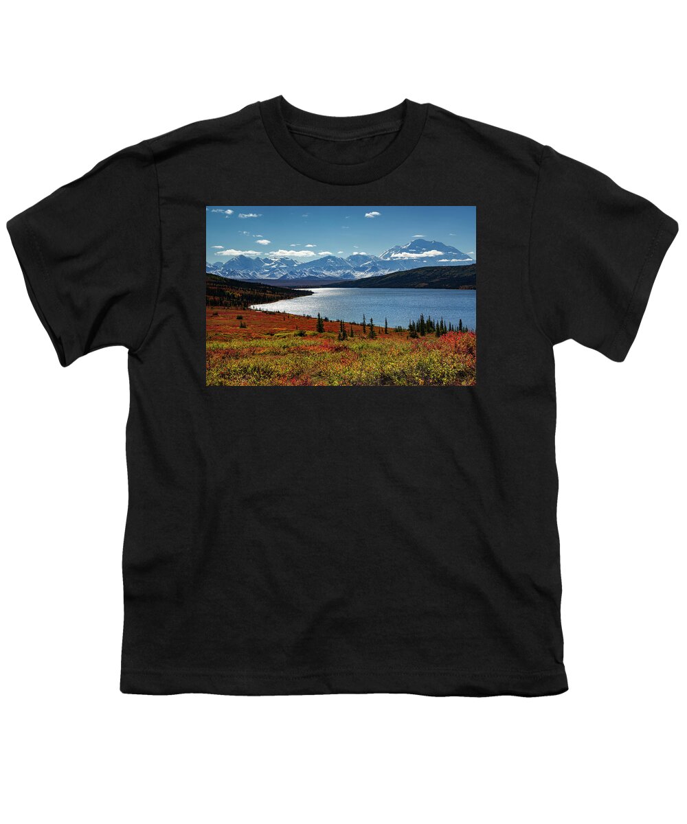 Alaska Youth T-Shirt featuring the photograph Alaska - Wonder lake in Denali national park 2 by Olivier Parent