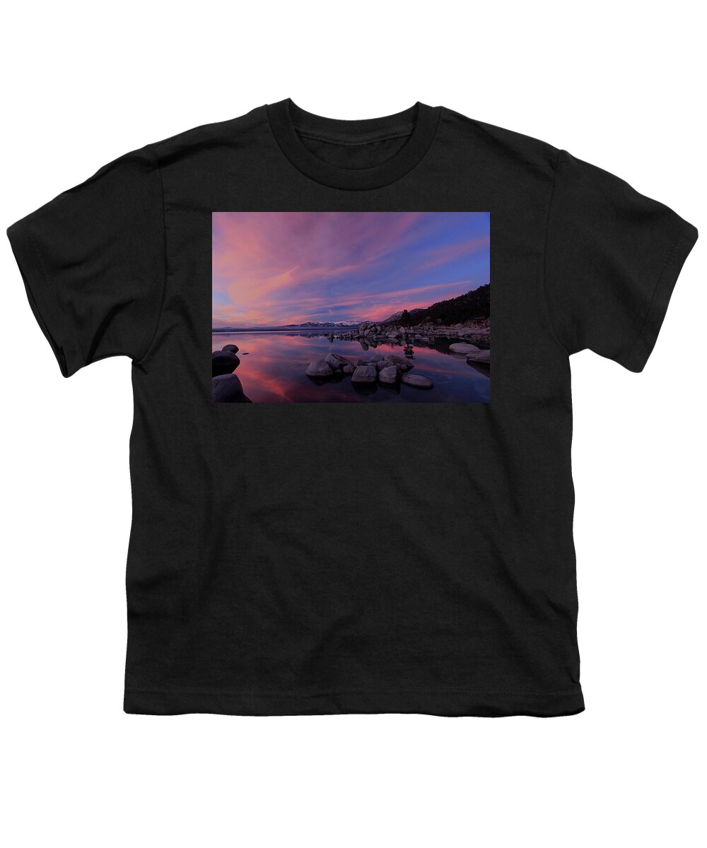Lake Tahoe Youth T-Shirt featuring the photograph Alpenglow Nightlife by Sean Sarsfield