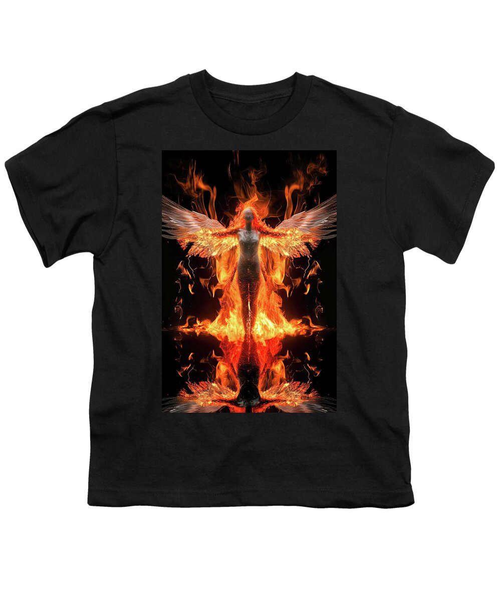 Angel Youth T-Shirt featuring the digital art Angel of Fire 01 by Matthias Hauser