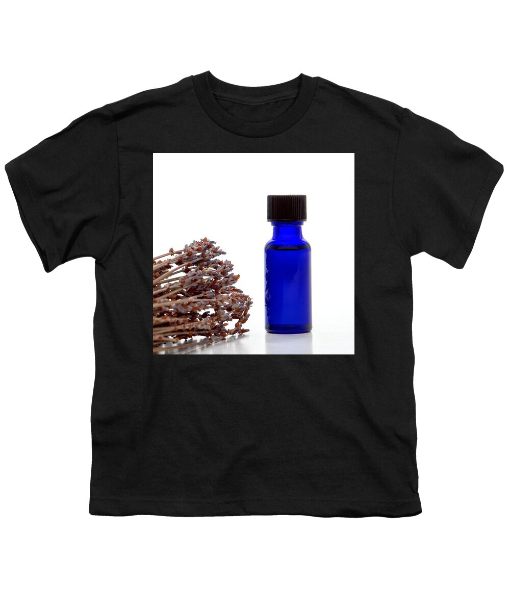 Aromatherapy Youth T-Shirt featuring the photograph Aromatherapy Lavender Extract Essential Oil Bottle by Olivier Le Queinec